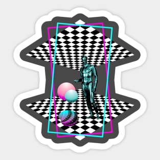 Discobolus in the land of Retrowave Sticker